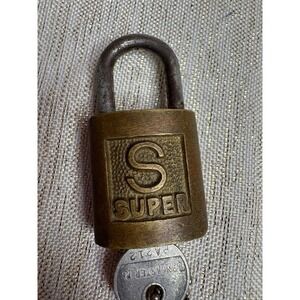 Vintage Super  S Brass Padlock - with key